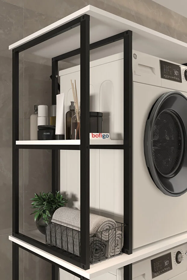 Çamaşır Makinesi Dolabı Kurutma Makinesi Dolabı Metal Banyo Dolabı Mısra Beyaz